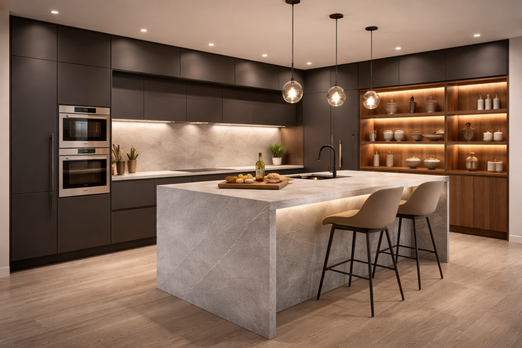 Луксозна кухня с централно островче