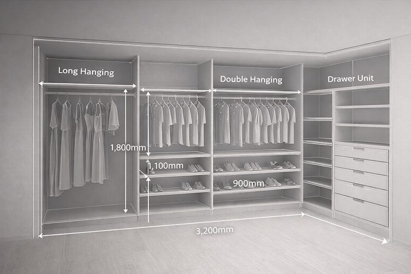 Персонализиран гардероб в черно и бяло