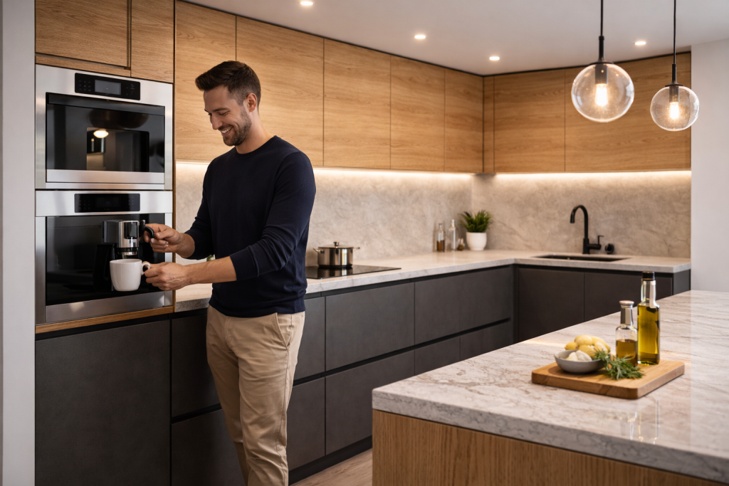 Приготвяне на кафе в съвременна кухня