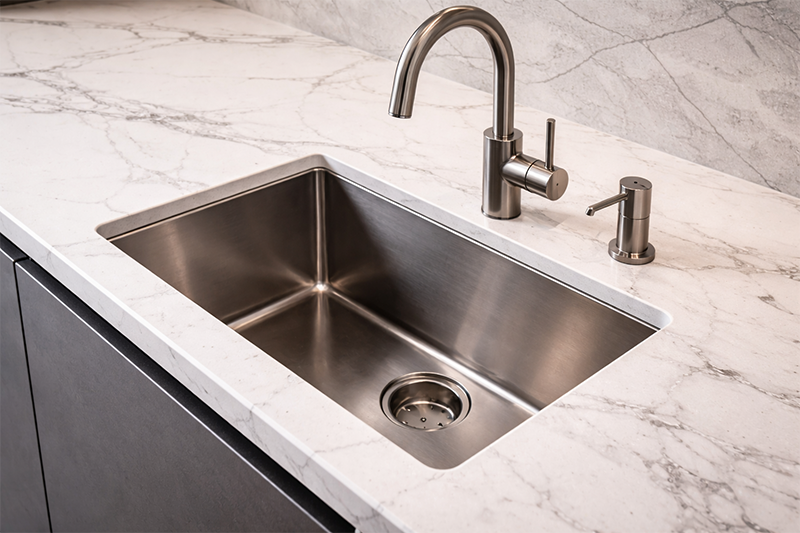 Съвременна мивка с кварцов плот