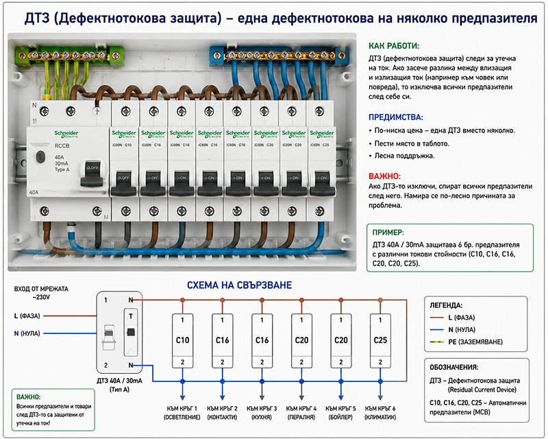ДТЗ в електрическа защита схема